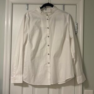 J crew factory XL jeweled button ruffle neck blouse new with tags